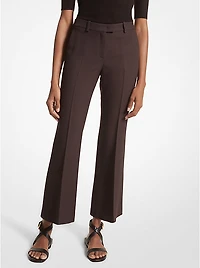 Haylee Double Crepe Sablé Cropped Flared Trousers
