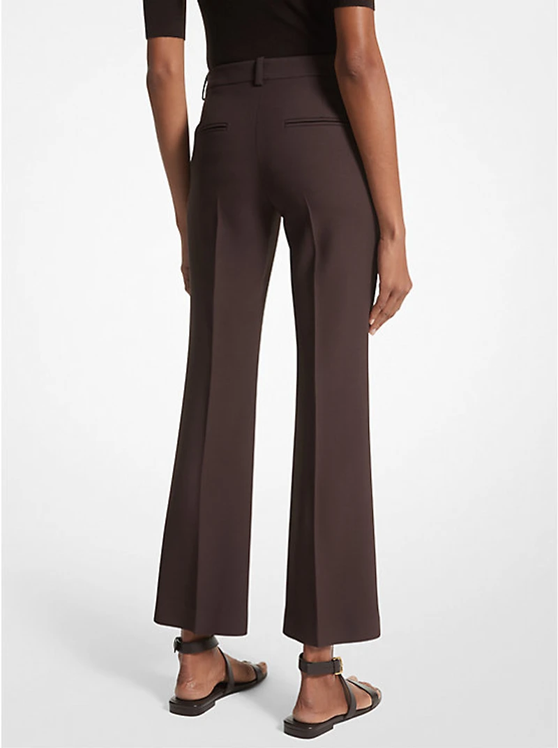 Haylee Double Crepe Sablé Cropped Flared Trousers