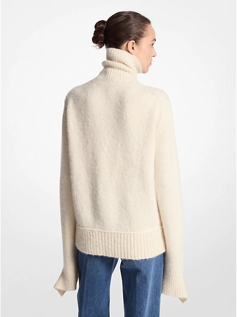 Alpaca and Cashmere Blend Deconstructed Turtleneck Sweater