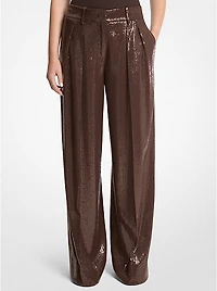 Sequined Crepe Sablé Wide-Leg Trousers