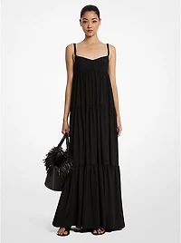 Organic Crepe De Chine Tiered Maxi Dress