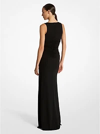 Stretch Matte Jersey Ruched Tank Gown