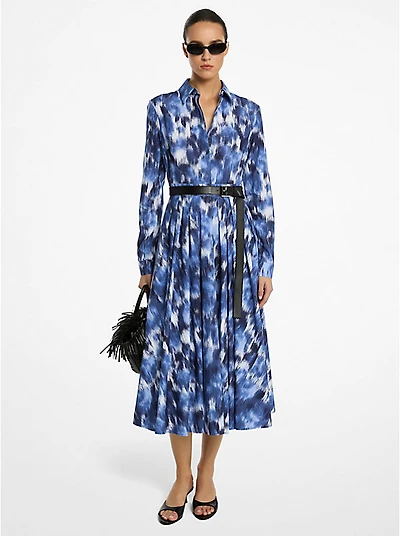 Floral Chiné Cotton Poplin Shirtdress