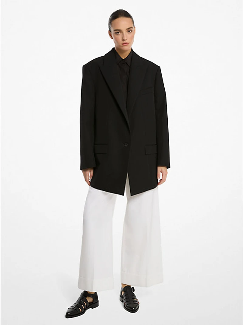 Oversized Wool and Cotton Gabardine Blazer