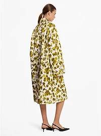 Floral Chiné Satin Duchesse Oversized Balmacaan