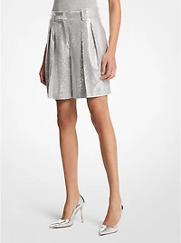 Sequined Pleated Shorts