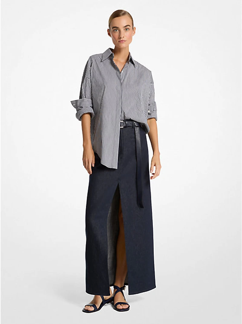 Linen Denim Maxi Skirt