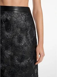 Hand-Embroidered Floral Plongé Leather Skirt