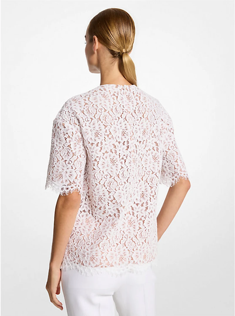 Oversized Corded Floral Lace T-Shirt