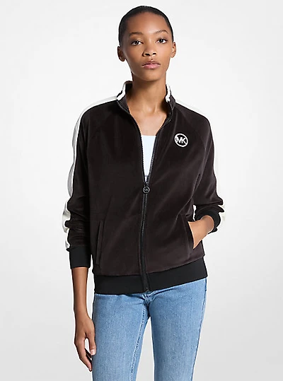Striped Velour Zip-Up Jacket