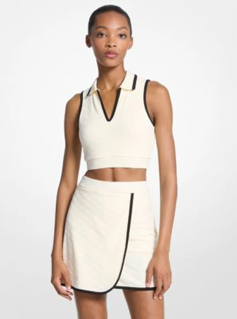 Logo Jacquard Knit Tech Cropped Top