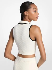 Logo Jacquard Knit Tech Cropped Top