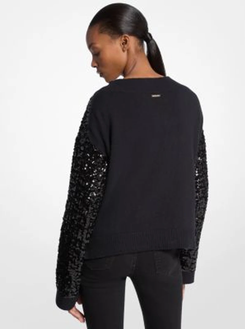 Sequined Cotton Blend Sweater