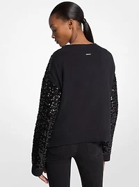 Sequined Cotton Blend Sweater