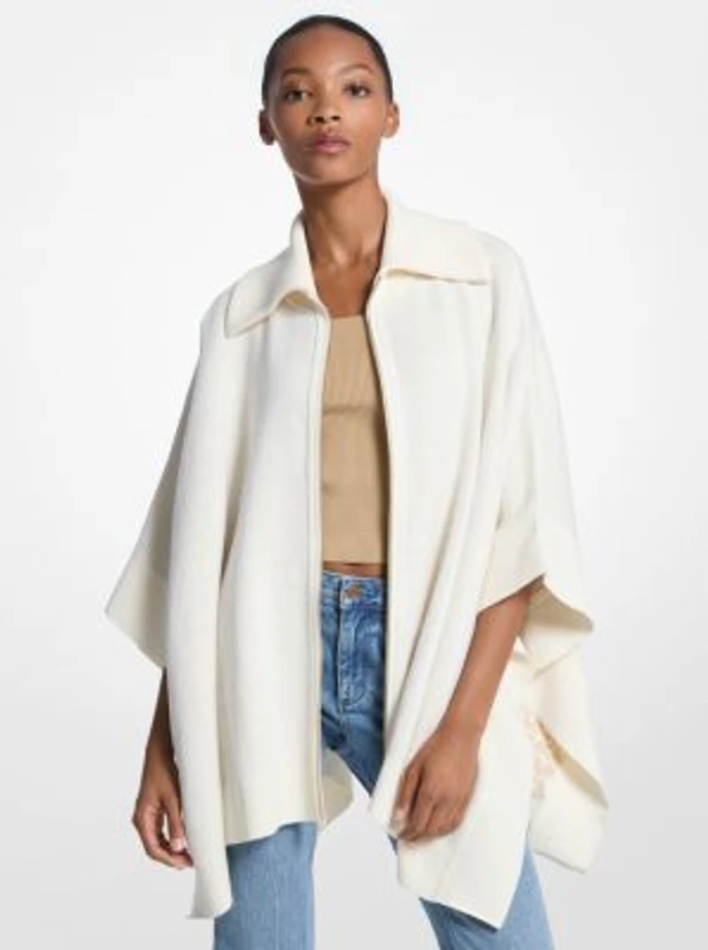Reversible Logo Cotton Blend Zip-Up Poncho