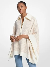 Reversible Logo Cotton Blend Zip-Up Poncho