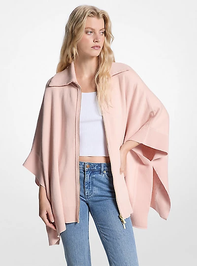 Reversible Logo Cotton Blend Zip-Up Poncho