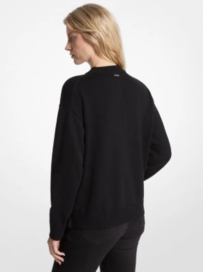 Embellished Logo Cotton Blend Sweater