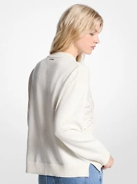 Embellished Logo Cotton Blend Sweater