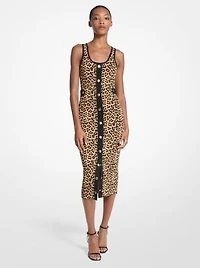 Leopard Print Stretch Viscose Midi Tank Dress