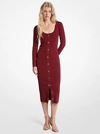 Ribbed Stretch Viscose Midi Dress