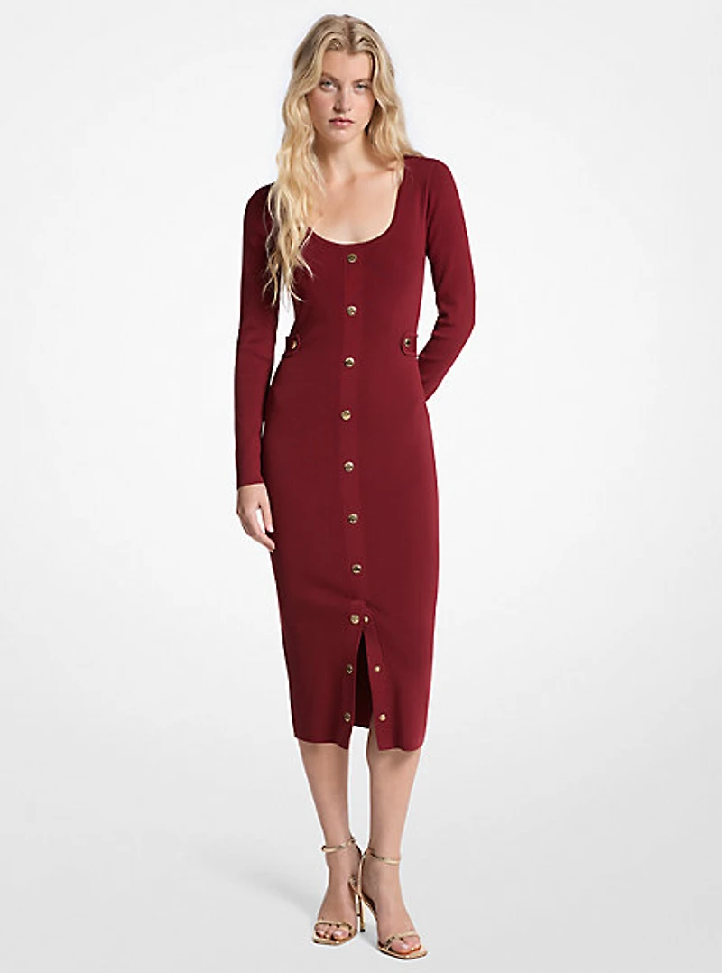 Ribbed Stretch Viscose Midi Dress