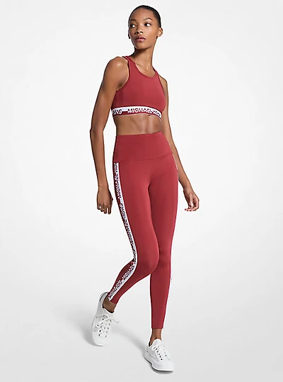 Stretch Knit Logo Tape High-Waisted Leggings