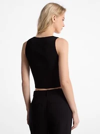 Ribbed Viscose Blend Zip-Up Tank Top