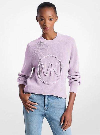 Braided Logo Cotton Blend Sweater