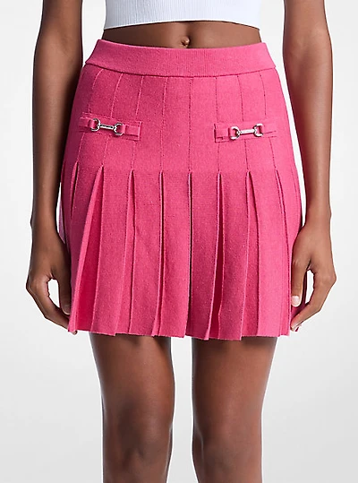 Pleated Cotton Blend Mini Skirt