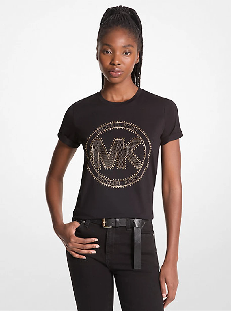 Studded Logo Charm Organic Cotton Jersey T-Shirt