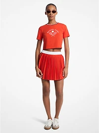 Pleated Stretch Knit Skirt