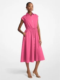 Stretch Cotton Poplin Midi Dress