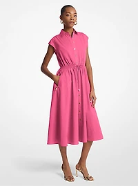 Stretch Cotton Poplin Midi Dress