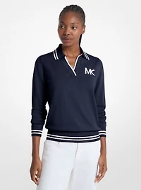 Cotton Blend Polo Sweater
