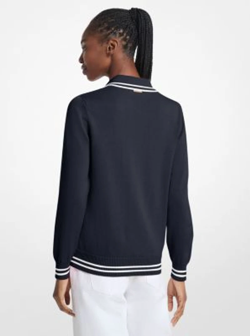 Cotton Blend Polo Sweater