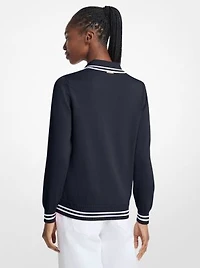 Cotton Blend Polo Sweater