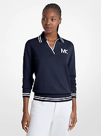 Cotton Blend Polo Sweater