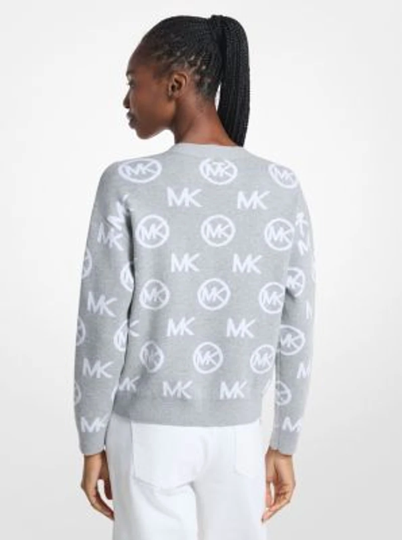 Logo Jacquard Cotton Blend Cardigan