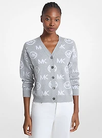 Logo Jacquard Cotton Blend Cardigan