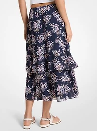 Floral Print Georgette Midi Skirt