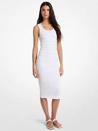 Floral Embellished Stretch Knit Midi Dress