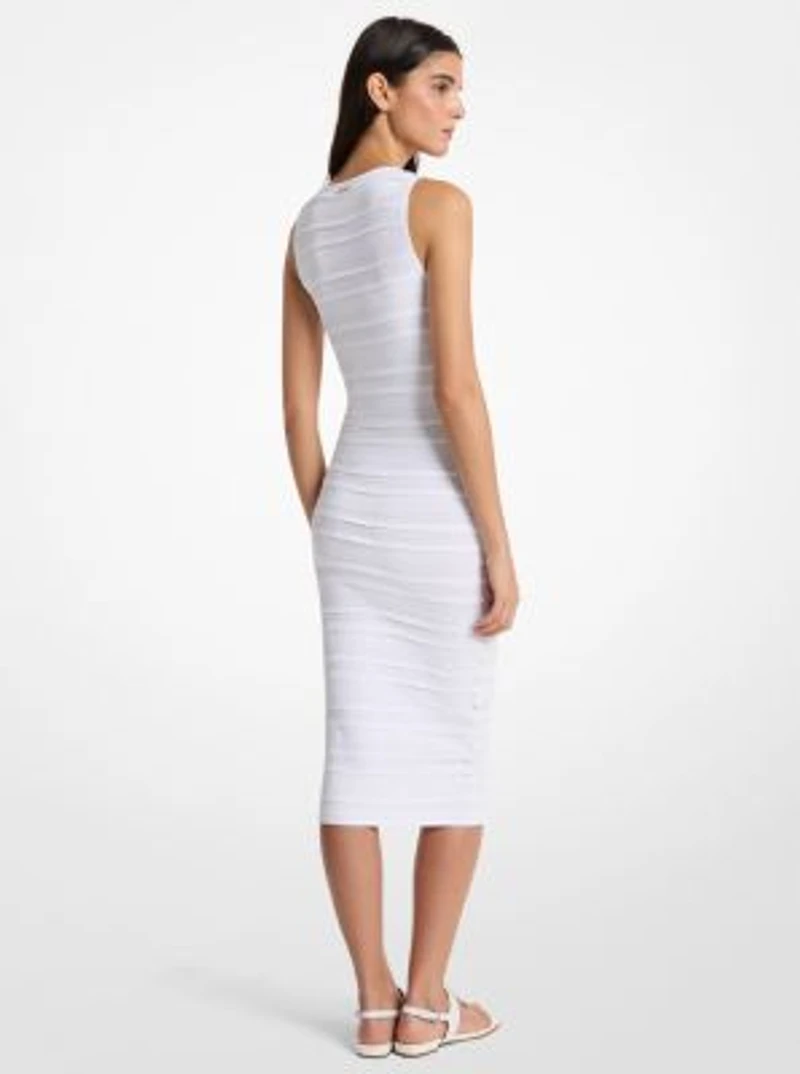 Floral Embellished Stretch Knit Midi Dress