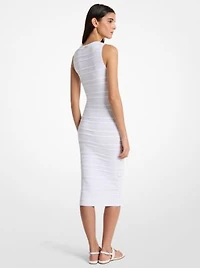 Floral Embellished Stretch Knit Midi Dress