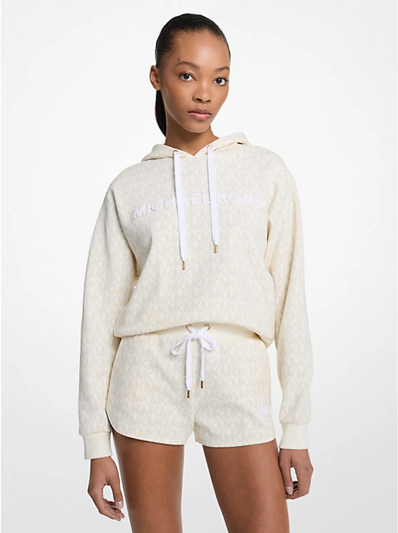 Signature Logo Cotton Blend Cropped Hoodie