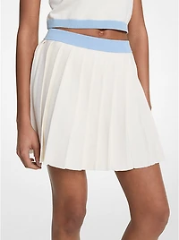 Stretch Knit Pleated Mini Skirt