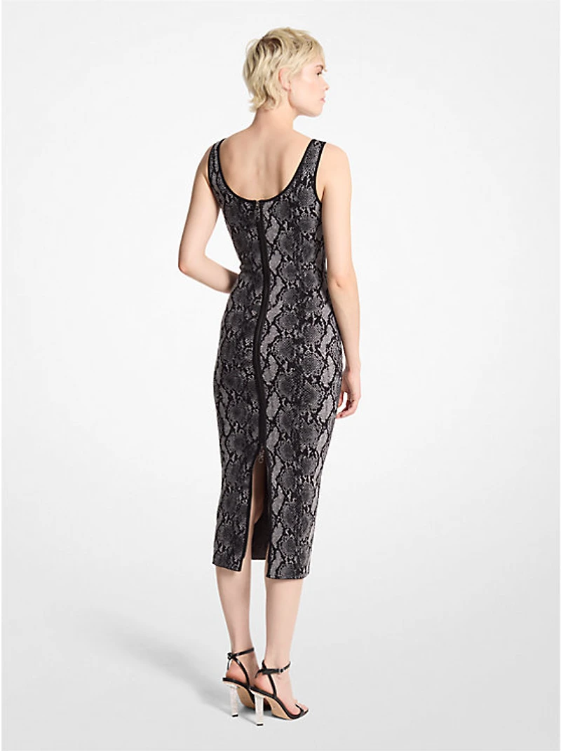 Snake Print Jacquard Dress