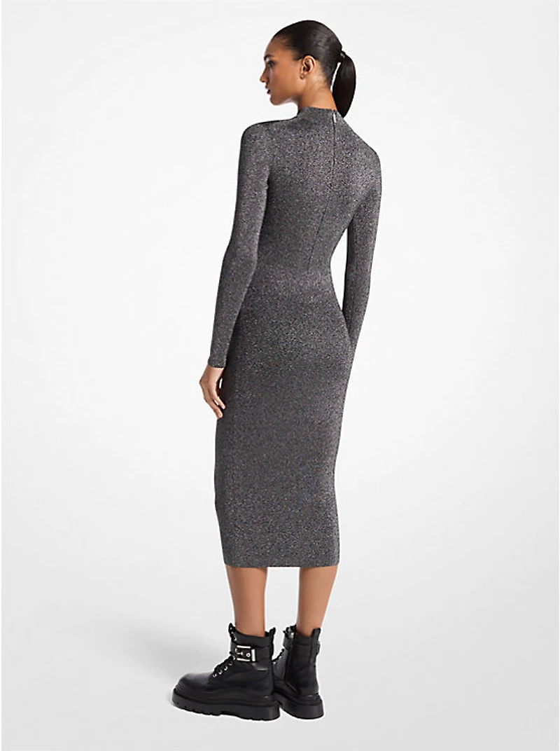 Metallic Knit Mock Neck Dress