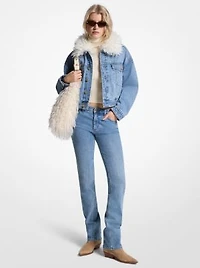 Faux Fur Collar Denim Jacket