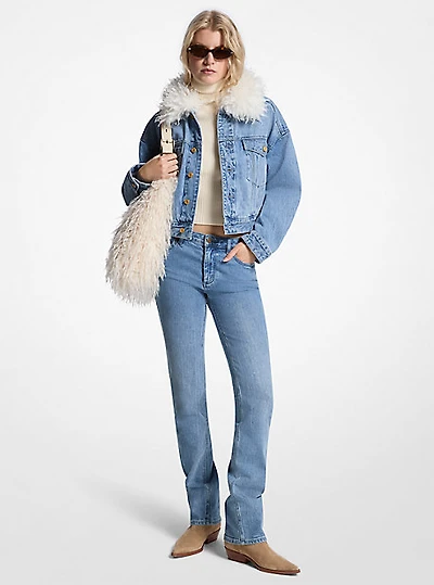 Faux Fur Collar Denim Jacket
